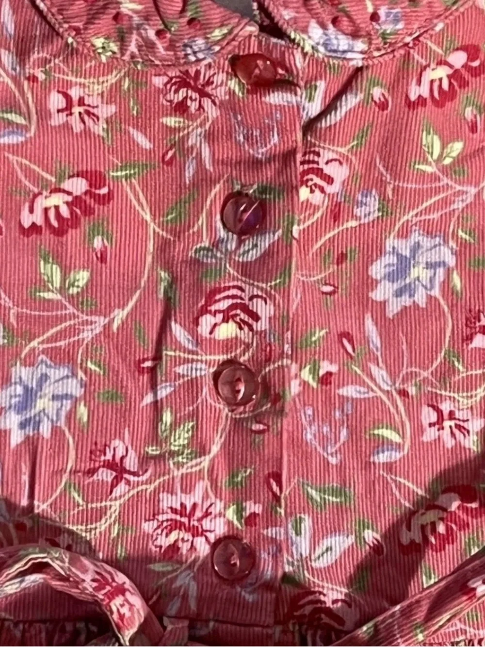 Laura Ashley Collared Pink Girls, Long Sleeve Floral Dress, 3T, Vintage